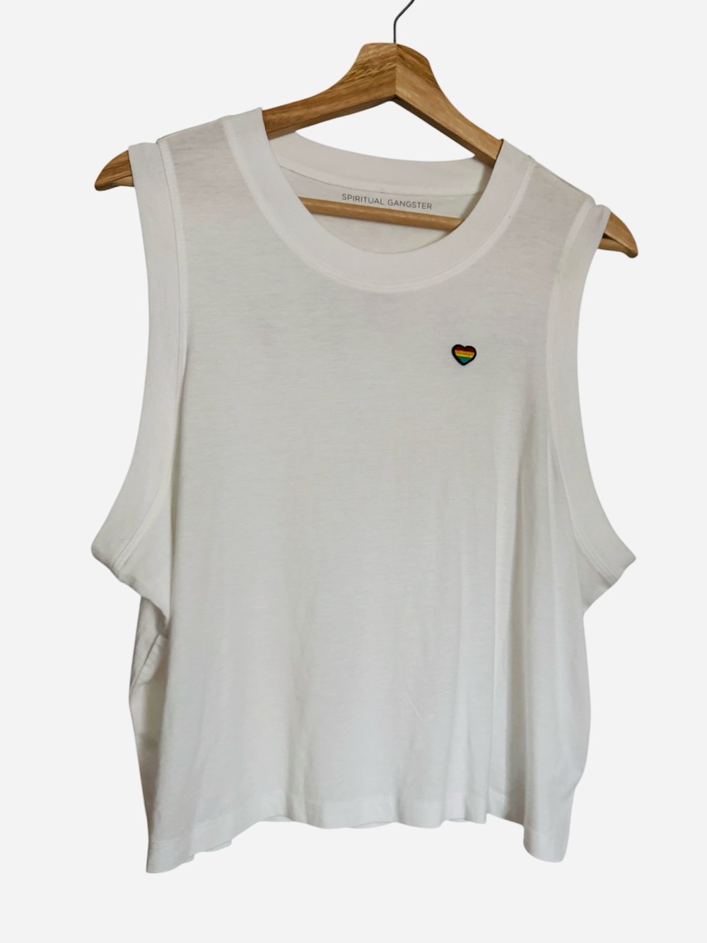Spiritual Gangster Happy Box Crop White Tank